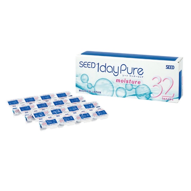 Kính áp tròng cận dùng 1 ngày SEED 1day Pure Moisture – Hộp 32 miếng