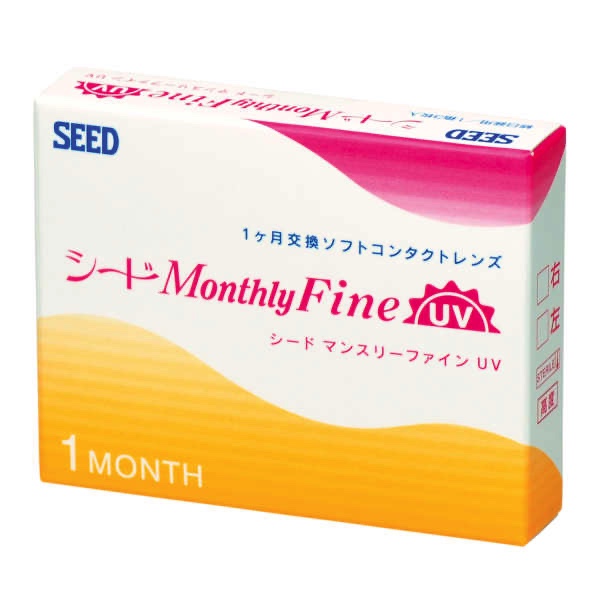 Kính áp tròng 1 tháng không màu SEED Monthly Fine UV  (Kính áp tròng cho mắt cận/viễn) - 3 miếng/hộp