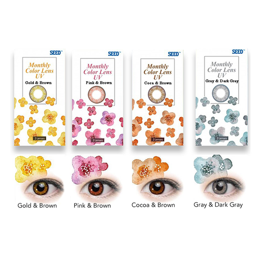 Kính áp tròng màu cận (0 độ đến -10.00 độ) – SEED Monthly Colour Lens UV